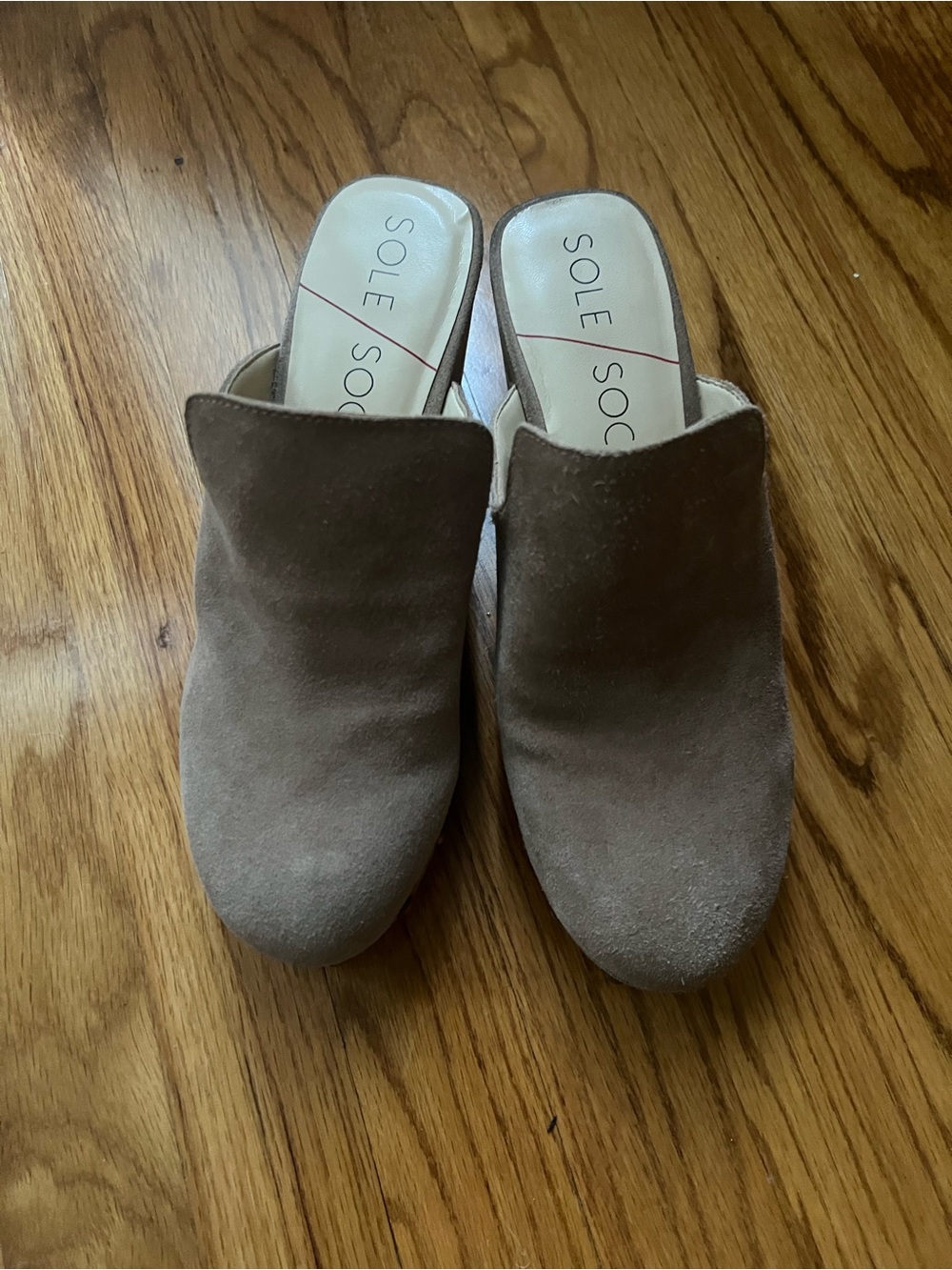 Sole Society tan Suede Slip-On Mules